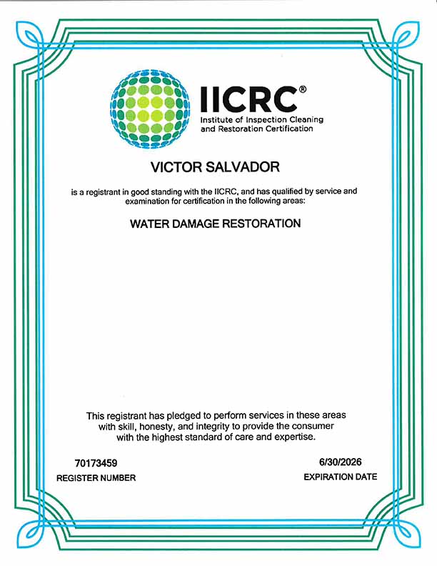 Victor Suar IICRC License